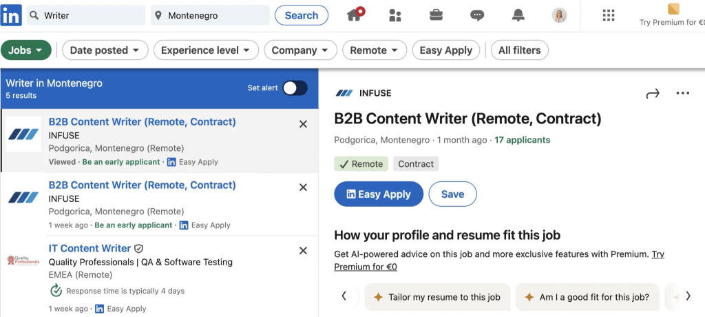 LinkedIn strategy for job searching