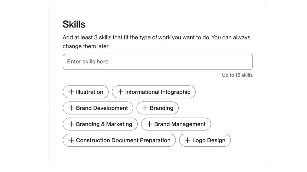 выбор навыков (skills) на upwork
