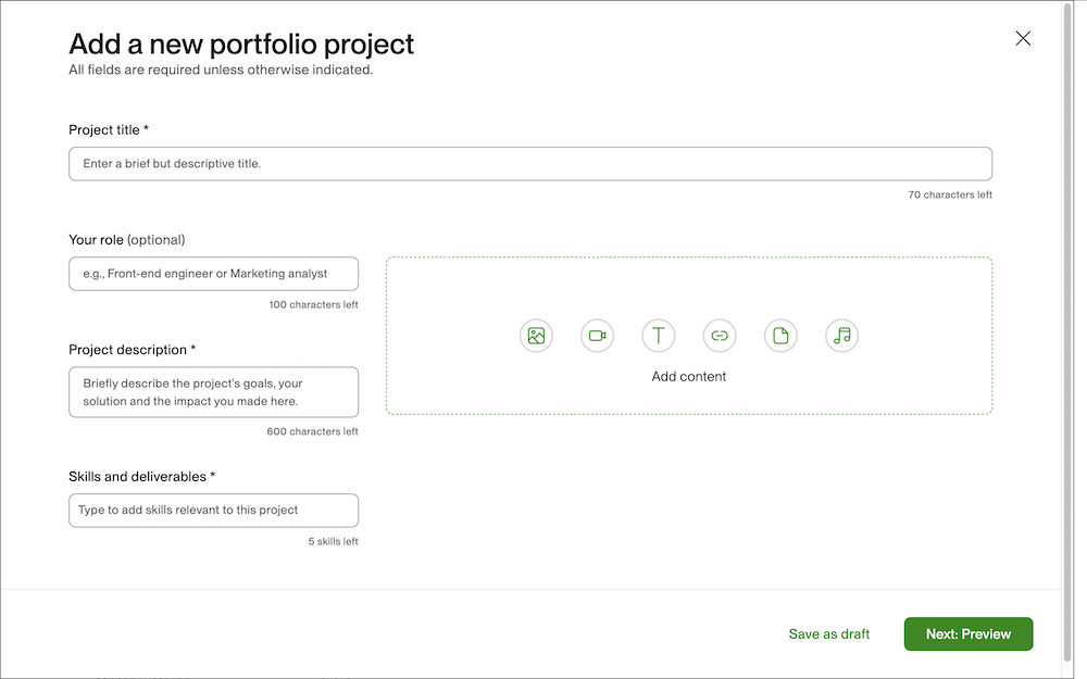 портфолио фрилансера на upwork